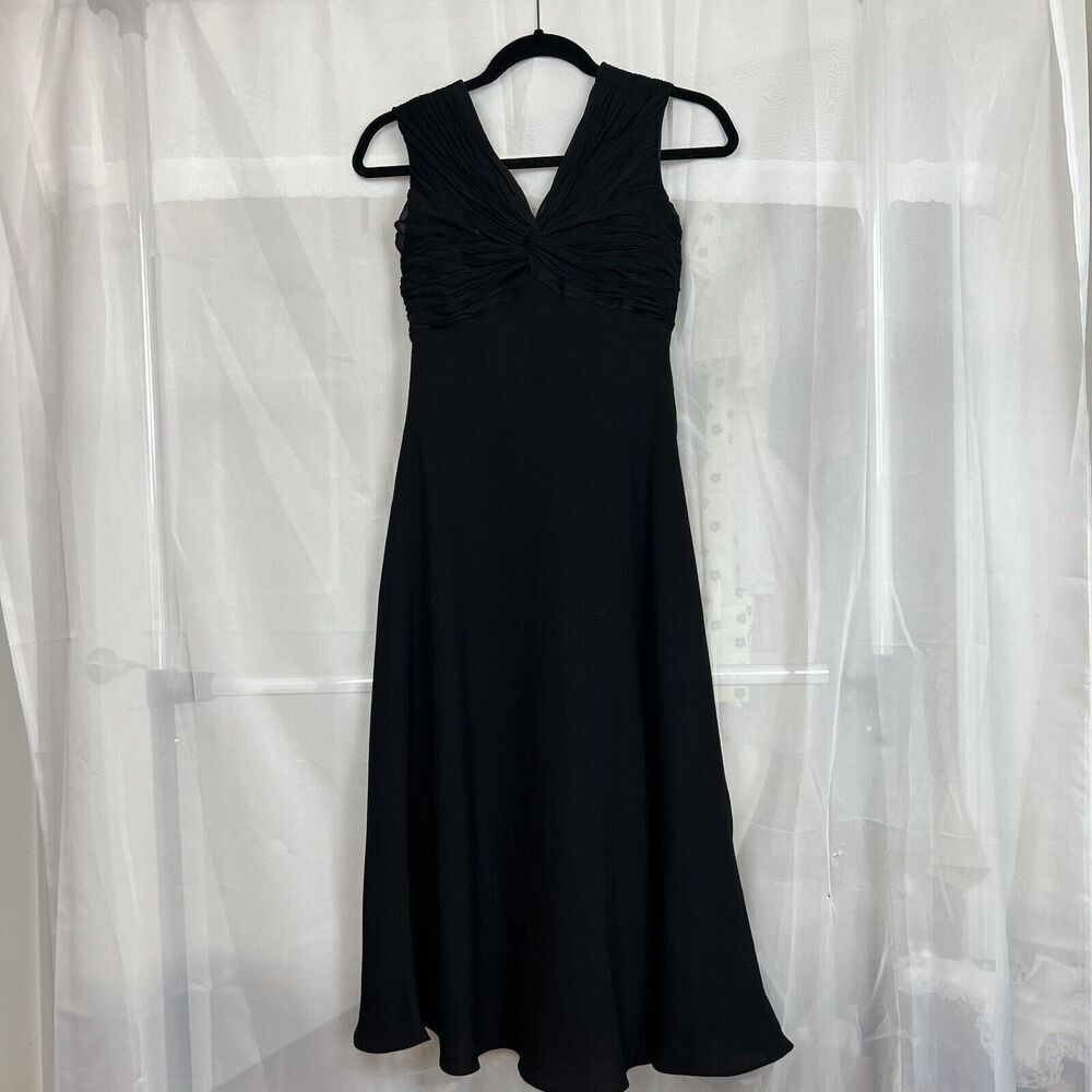 Jones New York black silk midi dress cocktail/ formal sz 6 chic